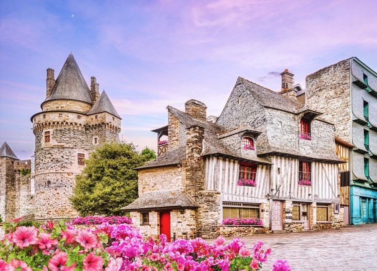 Les vieilles maisons à colombages encadrent le château