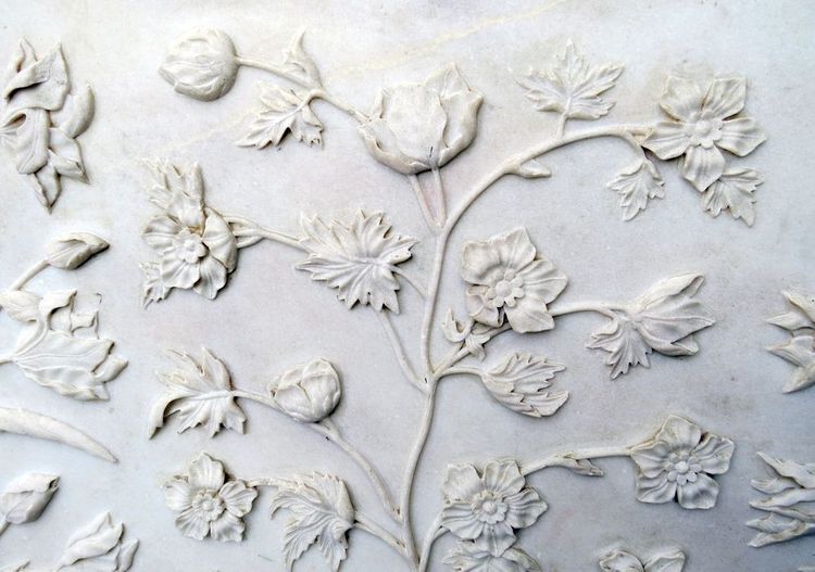 Bas-relief du Taj Mahal, technique dite "pietra dura"