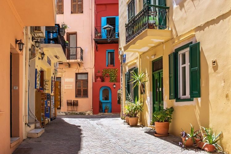 Les rues de la vieille ville de Chania en Crète