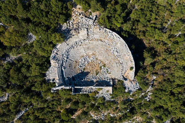 Vue aérienne sur l'amphithéâtre