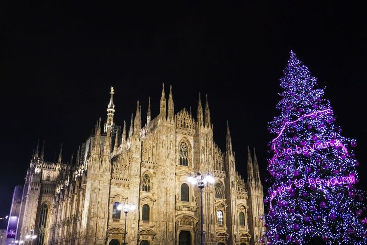 Le Duomo de Milan et son traditionnel arbre de Noël illuminé