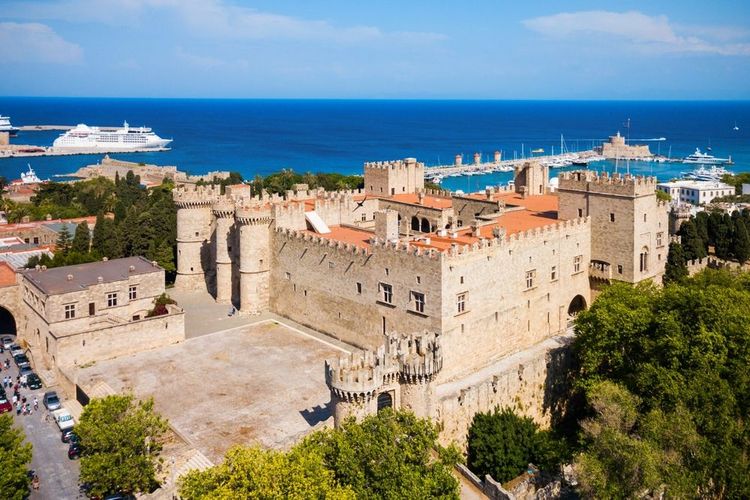 Vue panoramique de la vieille ville médiévale de Rhodes, Grèce