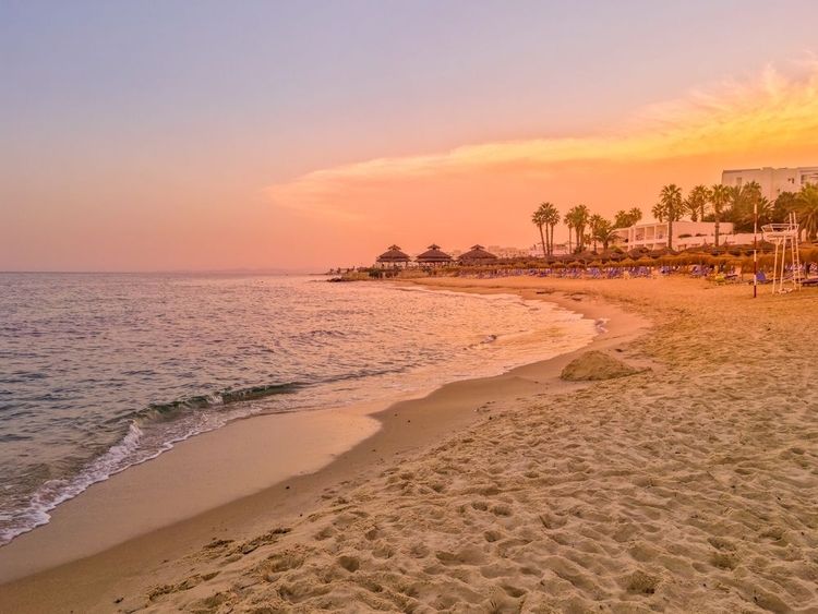 Paysage sur une plage d'Hammamet, Tunisie
