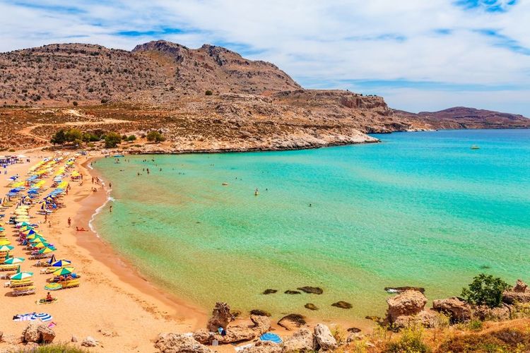La plage d’Agia Agathi, Rhodes