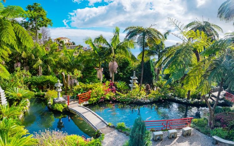 Jardin tropical du Monte Palace japonais sur Madère
