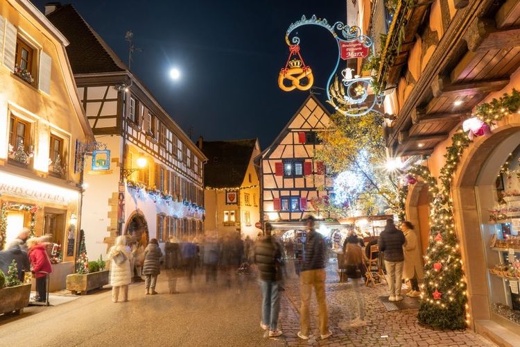 Eguisheim pendant les festivités de Noël.