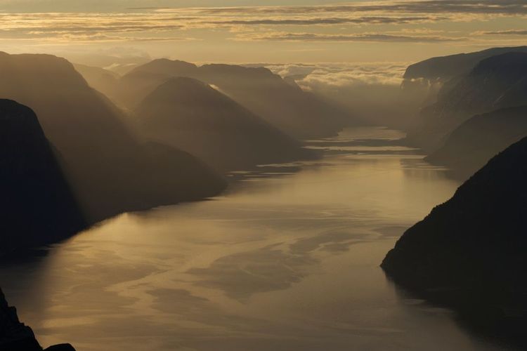 Preikestolen Norvège coucher de soleil