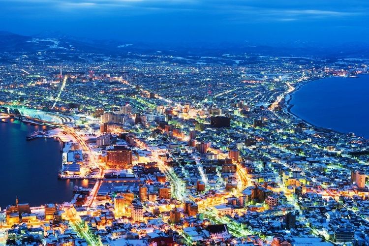 Vue de nuit sur Hokkaido depuis le mont Hakodate
