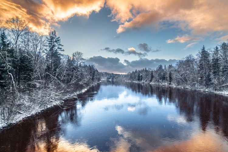 La rivière Gauja sous la neige