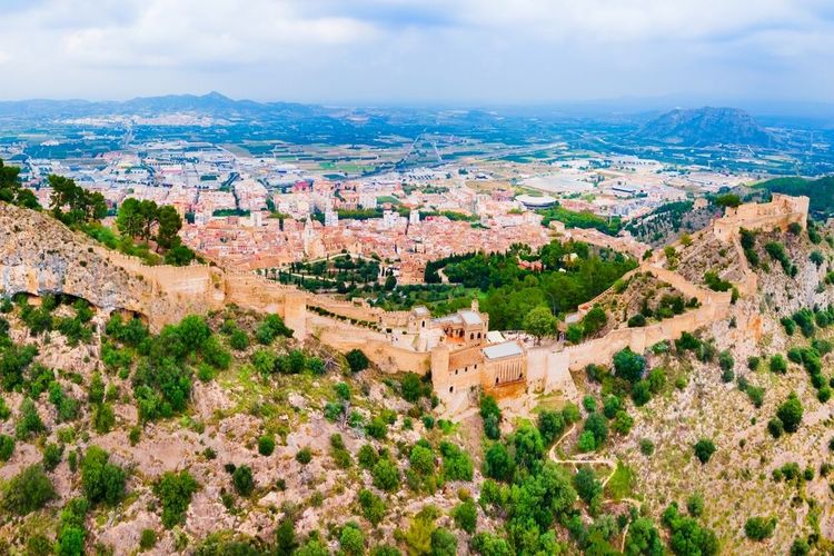 Vue panoramique aérienne du château de Xativa