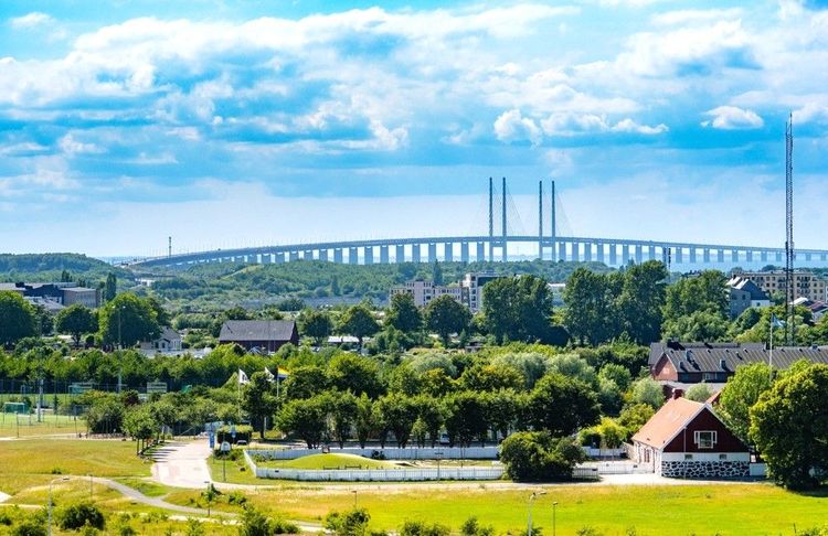 Le pont vu depuis Malmö, en Suède