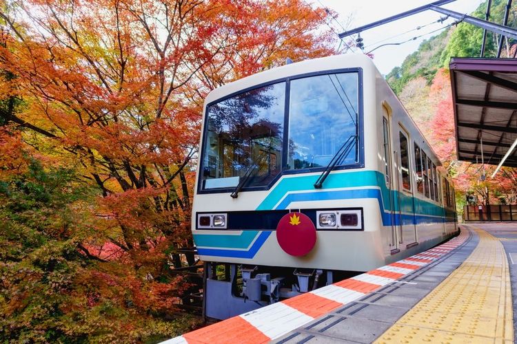 Le train de banlieue à la station Kibuneguchi