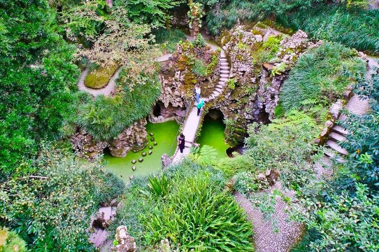 Quinta da Regaleira, vue aérienne sur les jardins