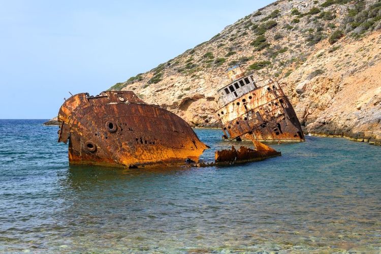 Le fameux naufrage d'Olympie sur l'île d'Amorgos. Cyclades, Grèce