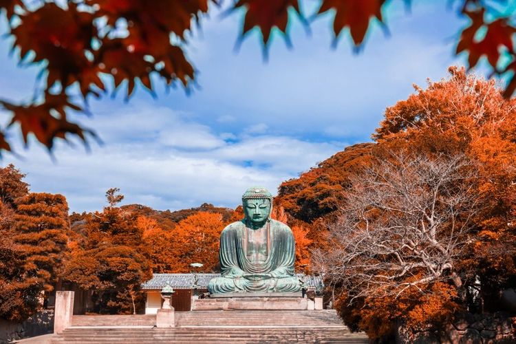 Daibutsu ou Grand Bouddha de Kamakura dans le temple Kotokuin à la préfecture de Kanagawa