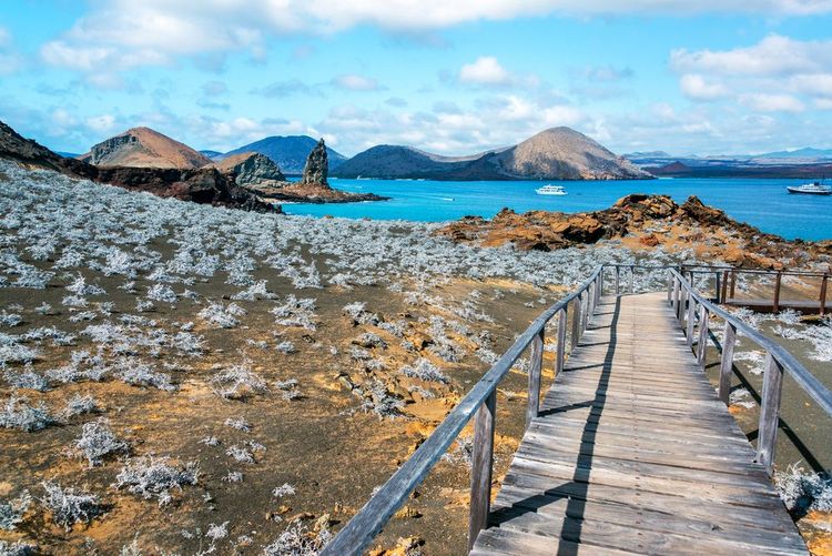 Vue d'une promenade sur l'île de Bartolome dans les îles Galápagos en Equateur