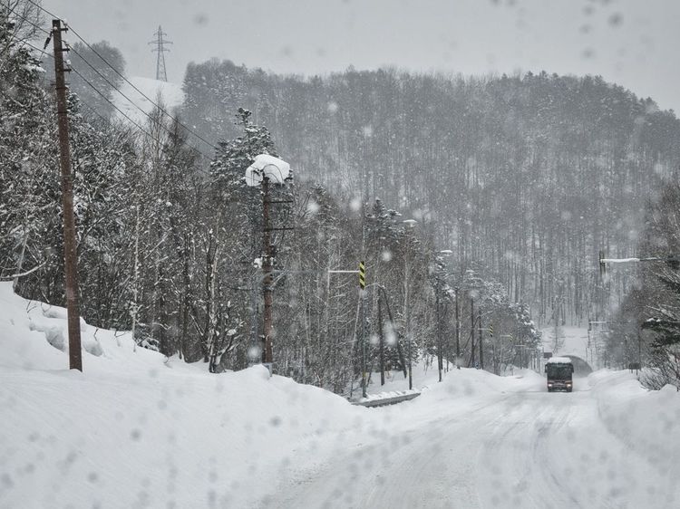 Bus sous la neige de Sapporo