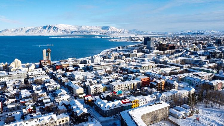 Reykjavik, vue aérienne en hiver