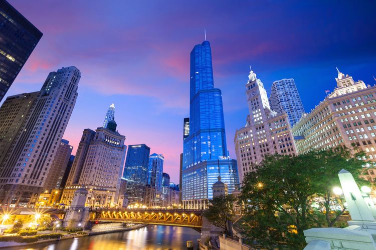 The Willis Tower seen from the Chicago river