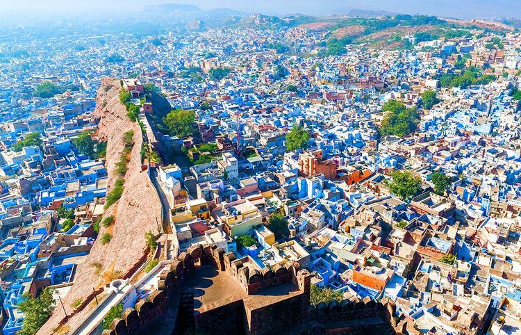 Jodhpur, la Cité Bleue, vue depuis le fort de Mehrangarh (Rajasthan)