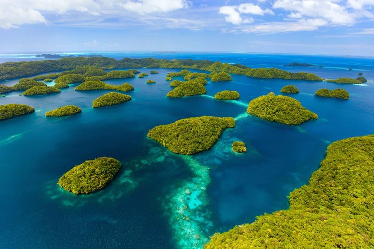 Vue aérienne sur les îles Palaos, Micronésie