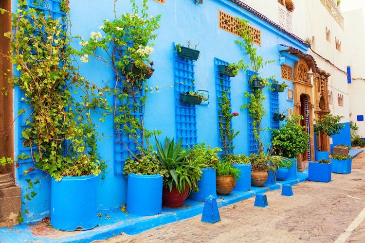 Mur bleu d'une demeure comme à Chefchaouen