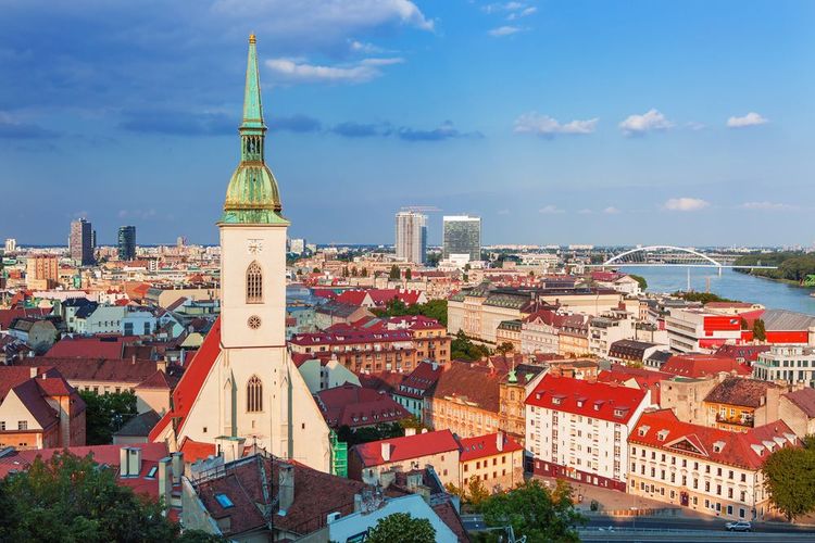 Bratuislava et le Danube vus depuis la cathédrale Saint-Martin