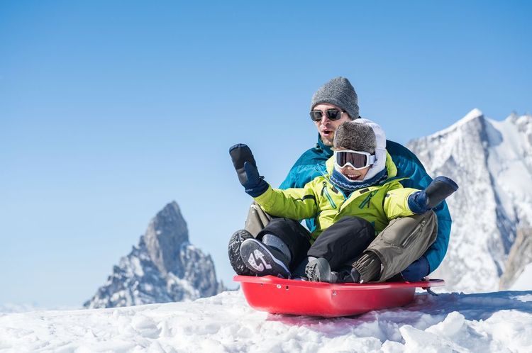 Tobogganing down the slopes at Les Arcs