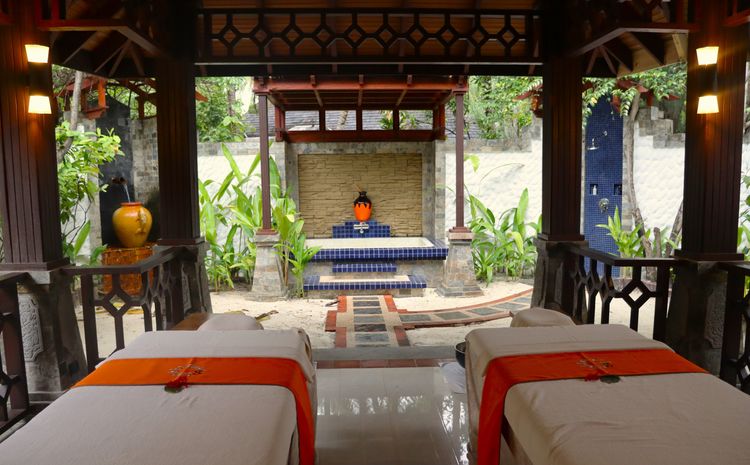 Un des trois spas de l'hôtel Olhuveli aux Maldives
