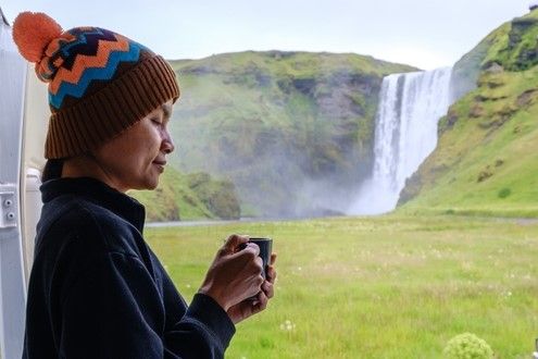 L'heure du café à Skogafoss